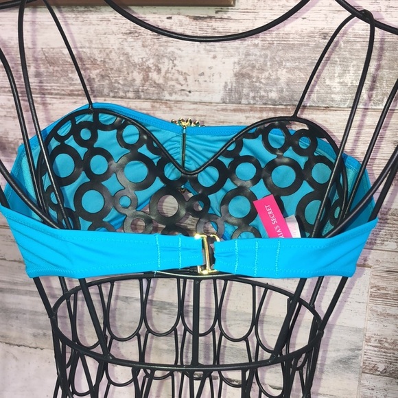 Victoria’s Secret swim suit bikini top large pendant size small blue and yellow‌ - Picture 3 of 4